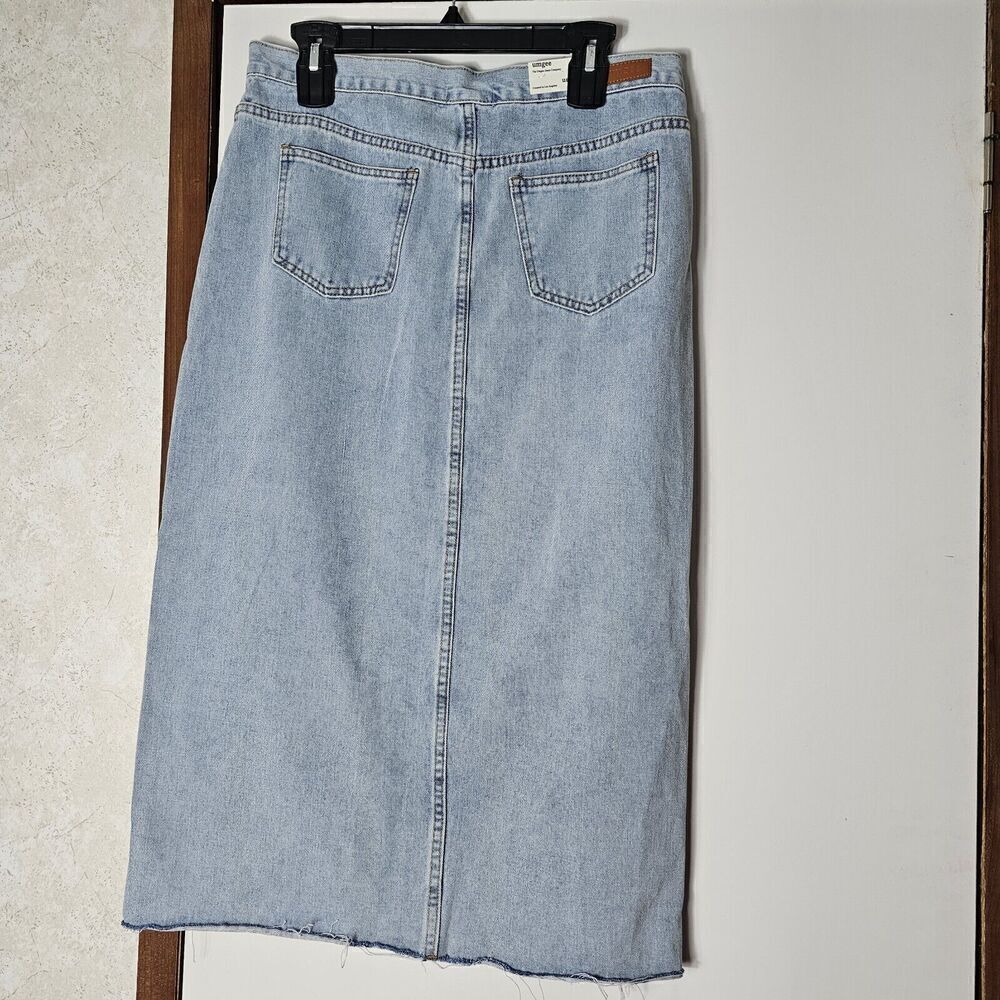 Nwt Umgee Asymmetrical Front Split Denim Skirt Women's Size Large Button Fly - Picture 5 of 8